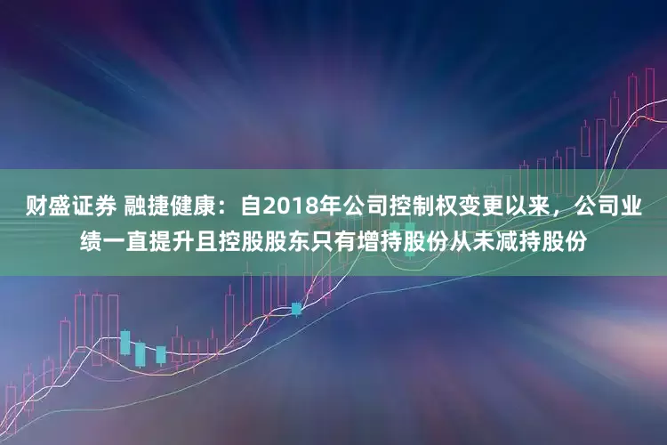 财盛证券 融捷健康：自2018年公司控制权变更以来，公司业绩一直提升且控股股东只有增持股份从未减持股份